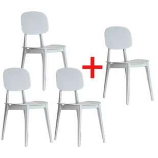 Plastikowe krzesło do jadalni SIMPLY 3+1 GRATIS, białe - Krzesła - miniaturka - grafika 1