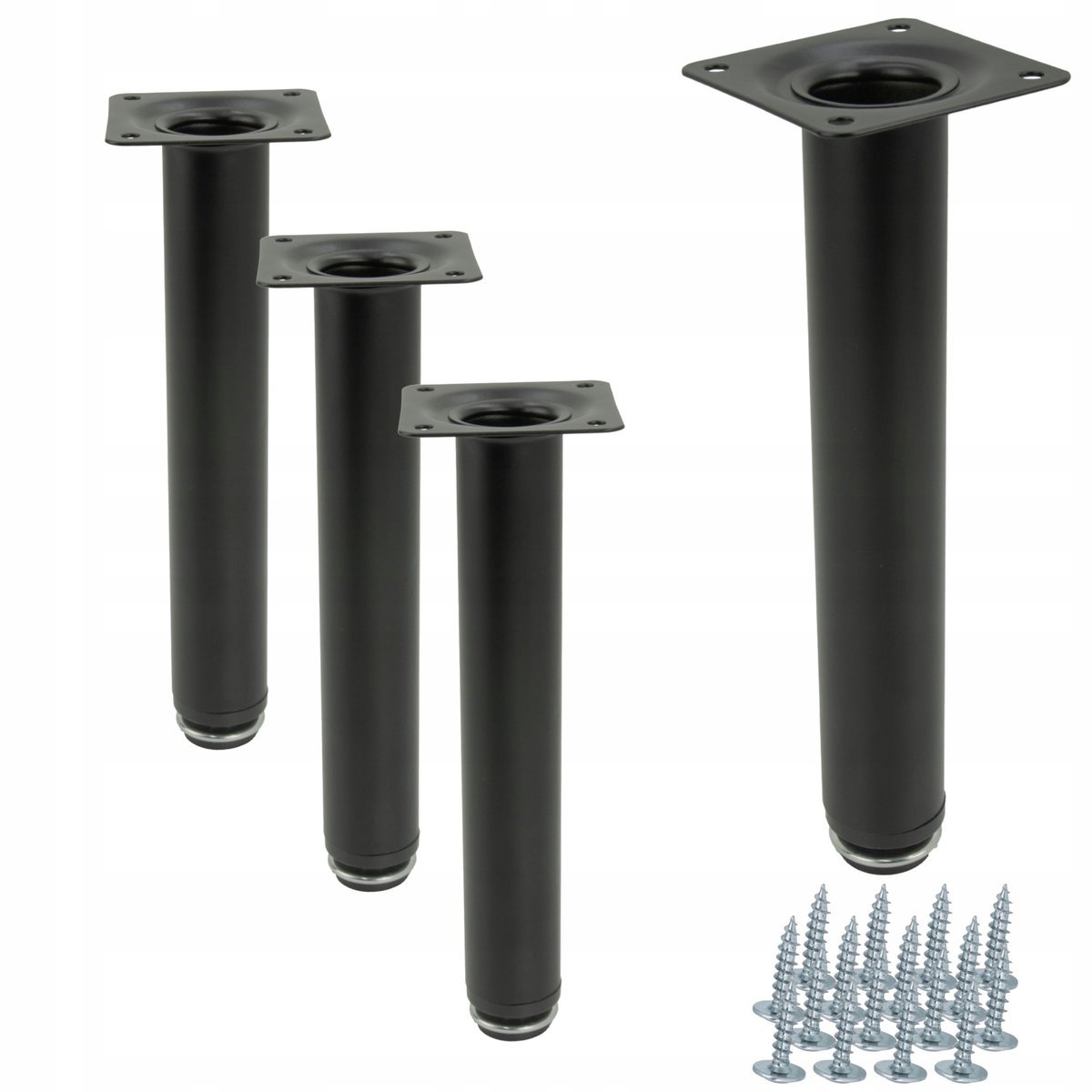 4 x Noga meblowa Prosta czarna wysokość 20 cm regulowana wysokość Nóżka meb