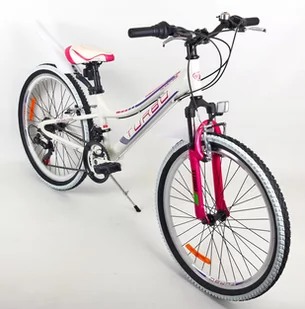 Rower dziecięcy MTB 24" GÓRSKI Junior Aluminium Biało/Różowy - Rowery - miniaturka - grafika 1