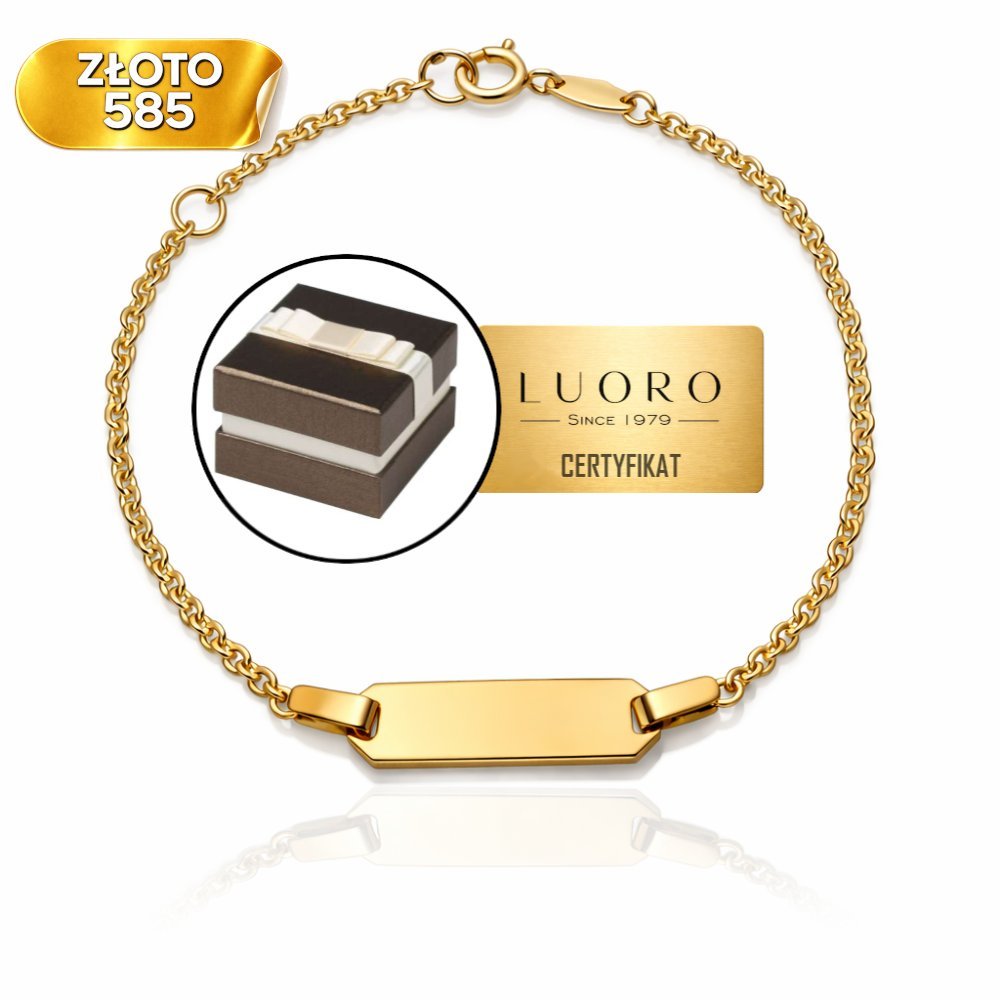 BRANSOLETKA ZŁOTA 585 14K BLASZKA SPLOT ANKIER 14 CM REGULOWANA ELEGANCKA
