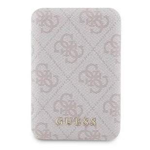 Guess Powerbank indukcyjny 15W GUPB5FP4EMGP 5000mAh różowy/pink 4G Leather Metal Logo MagSafe - Powerbanki - miniaturka - grafika 1