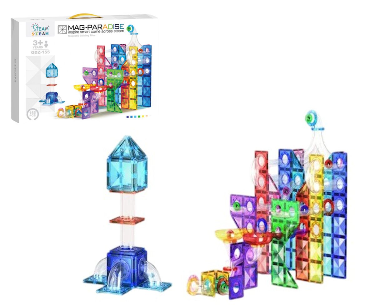 COIL Klocki magnetyczne zestaw 155 el.elementów dla dzieci tor kuleczkowy