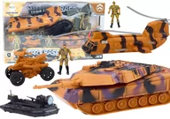 Figurki dla dzieci - Zestaw Militarny Czołg Wojskowy Helikopter Śmigłowiec Spadochroniarz Dźwięki - miniaturka - grafika 1