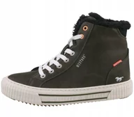 Trampki damskie - MUSTANG TRAMPKI DAMSKIE ZIELONE OCIEPLANE WYSOKIE 40 JTC - miniaturka - grafika 1