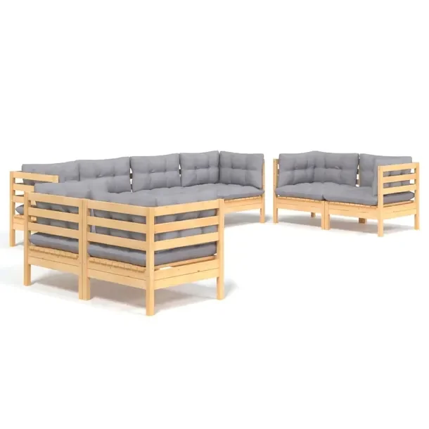 Zestaw wypoczynkowy ogrodowy z litego drewna sosnowego, szary 63,5 x 63,5 x