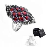 Pierścionki - Pierścionek srebrny pr. 925 Ekskluzywny Pierścień z Cyrkonią Granat r. 15 - miniaturka - grafika 1