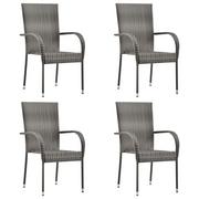 Fotele i krzesła ogrodowe - vidaXL Sztaplowane krzesła ogrodowe, 4 szt., szare, polirattan - miniaturka - grafika 1