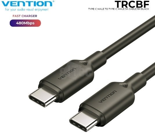 Vention CABLE USB-C TO USB-C/1M BLACK TRCBF VENTION TRCBF 6922794783324
