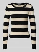 Swetry damskie - Sweter z dzianiny ze wzorem w paski model ‘JAZ’ - miniaturka - grafika 1