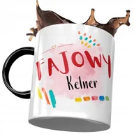 Kubki - Kubek Czarny Kelnera Fajowy Kelner na Prezent z Nadrukiem ze Zdjęciem+ Opakowanie na prezent (wzór 01) - miniaturka - grafika 1