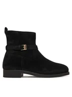 Botki damskie - Tommy Hilfiger Botki Th Buckle Riding Suede Bootie FW0FW09047 Czarny - miniaturka - grafika 1