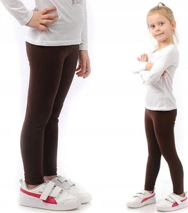 Legginsy dziecięce długie bawełniane klasyczne Brązowe 134 - Legginsy - miniaturka - grafika 1