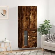 Witryny - vidaXL Witrynka przydymiony dąb 69,5x34x180 cm materiał drewnopochodny - miniaturka - grafika 1