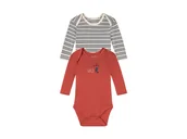 Body dla niemowląt - lupilu® Body niemowlęce z biobawełny, 2 sztuki (62-68, W paski/ brązowy) - miniaturka - grafika 1