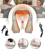 Masażery - Masażer Karku Szyi Pleców Ciała Shiatsu Beżowy 3D 6 Trybów Grzenie Światłem Dwie Głowice - miniaturka - grafika 1