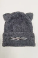 Czapki damskie - Dziecięca Czapka z Kocimi Uszami Grafitowa - miniaturka - grafika 1