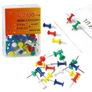 Leantoys Pinezki biurowe kolorowe 40szt - artykuł papierniczy - Pinezki - miniaturka - grafika 1