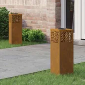 Lampy ogrodowe - vidaXL Słoneczna LED lampa na ścieżkę 2 pcs Stal Corten Stal Corten - miniaturka - grafika 1
