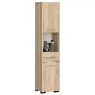 FABRYKA MEBLI AKORD Słupek Regał Łazienkowy Fin 2d 1sz 1w Dąb Sonoma OP0LŁAZDĄB001 - Szafki łazienkowe - miniaturka - grafika 1