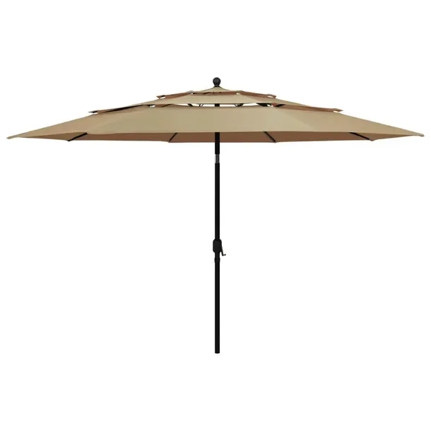 Parasol ogrodowy 3-poziomowy, UV, deszcz, 350x260 cm, taupe