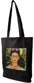 Torby i wózki na zakupy - Torba z naszywką Autoportret z cierniowym naszyjnikiem i kolibrem Frida Kahlo - miniaturka - grafika 1