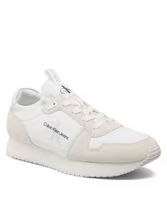 Sneakersy męskie - Calvin Klein Jeans Sneakersy Runner Sock Laceup Ny-Lth YM0YM00553 Biały - grafika 1