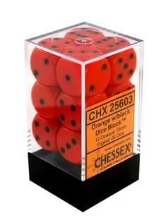 Kostki Orange Chessex K6 16mm 12szt. +pudełko - Gry planszowe - miniaturka - grafika 1