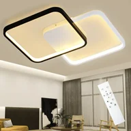 Lampy sufitowe - NETTLIFE Lampa sufitowa LED Czarny Metal 55W Nowoczesna ściemnialna z pilotem 43CM Designerska lampa sypialnia pokój dziecięcy - miniaturka - grafika 1