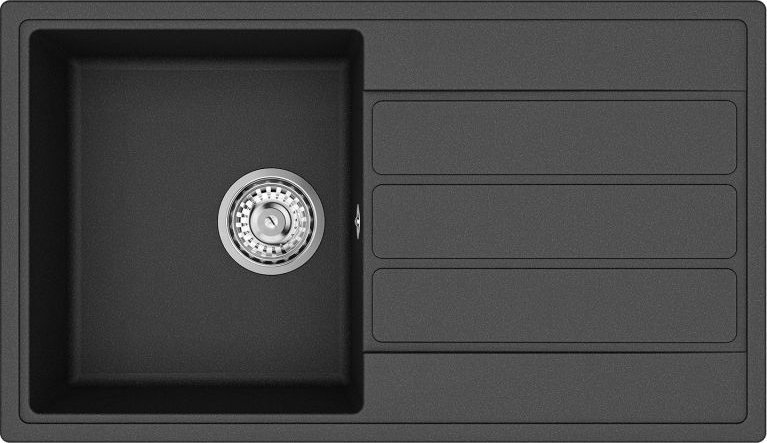 Aquasanita Zlewozmywak granitowy Helika ECO-3-B-SD Czarny Metalik