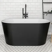 Wanny - VENTE-UNIQUE Wanna wolnostojąca owalna - 180 L - 130 x 71 x 58 cm - Czarna - Akrylowa - APOGON - miniaturka - grafika 1