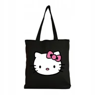 Torby i wózki na zakupy - Eko Torba Bawełniana na ramię Zakupy Shopper Torebka Hello Kitty Kotek 49 - miniaturka - grafika 1