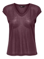 Koszulki i topy damskie - ONLY T-Shirt Silvery 15136069 Bordowy Loose Fit - miniaturka - grafika 1