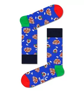 Happy Socks Gingerbread House Sock, kolorowe i zabawne, skarpetki dla kobiet i mężczyzn, Niebieski-Zielony-Czerwony (36-40) - Skarpetki męskie - miniaturka - grafika 1