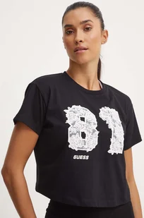 Guess t-shirt bawełniany YVETTE damski kolor czarny V4YI14 I3Z14 - Koszulki sportowe damskie - miniaturka - grafika 1