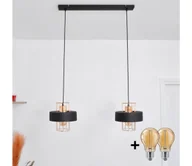Lampy sufitowe - LED LED Żyrandol na lince VOLTA 2xE27/60W/230V czarny/złoty - miniaturka - grafika 1