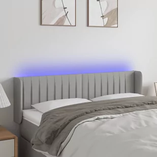Lumarko Zagłówek do łóżka z LED, jasnoszary, 147x16x78/88 cm, tkanina - Inne meble do sypialni - miniaturka - grafika 1