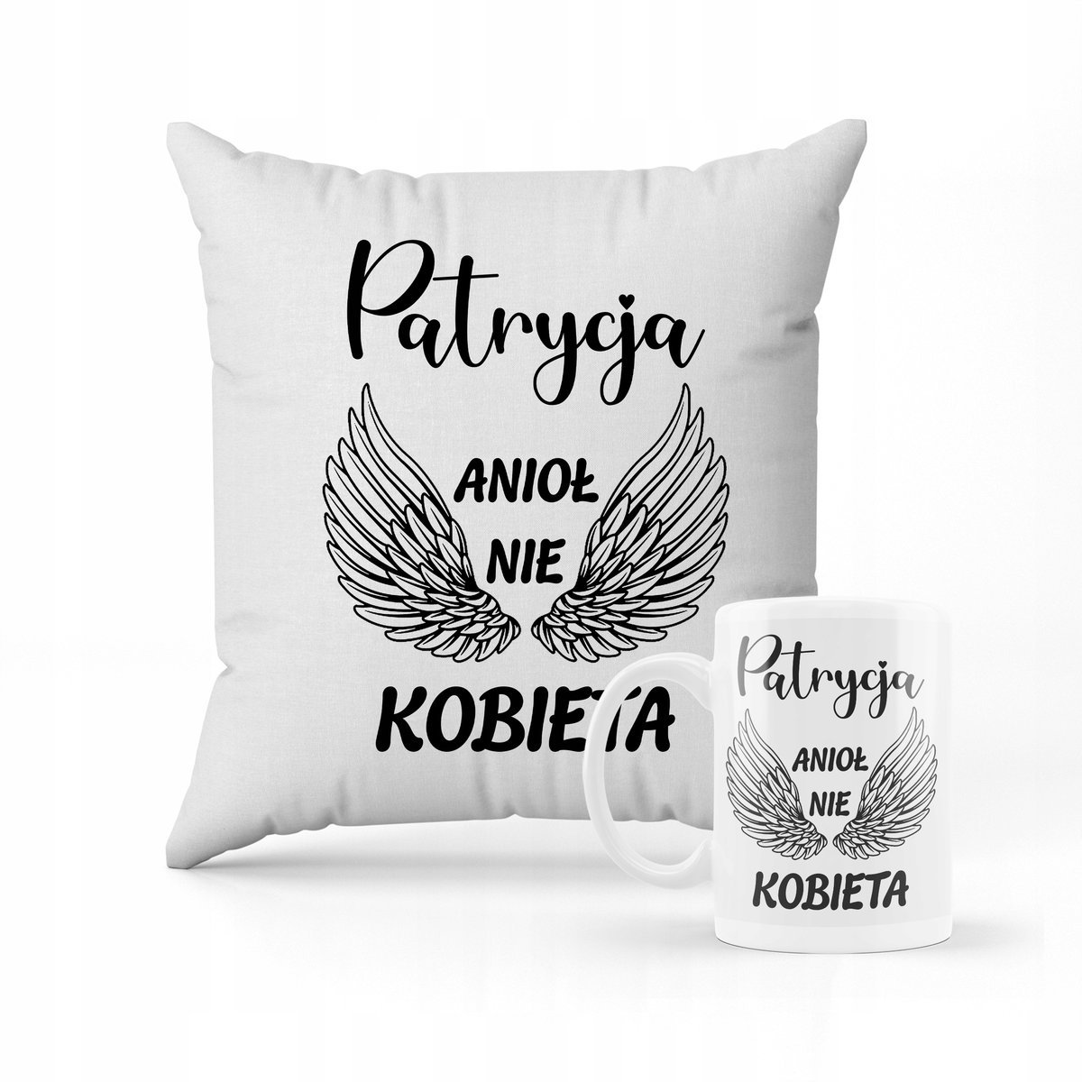 ZESTAW PODUSZKA + KUBEK PREZENT NA WALENTYNKI KOBIETA ANIOŁ DLA ŻONY #16