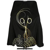 Peleryny fryzjerskie - TEMU Profesjonalna Fartuch Fryzjerski z Nożyczkami i Wzorem Kwiatowym - Wytrzymały Poliester, Regulowany Pasek na Szyję, 55.1" x 39.4", Czarny, - miniaturka - grafika 1