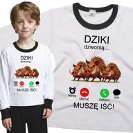Piżamy dla dziewczynek - Piżama dziecięca Muszę Iść Dziki Dzwonią Stado Dzików 110/116 - VoloDonum - miniaturka - grafika 1