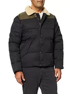 Kurtki męskie - Schott NYC Męska kurtka puchowa Hills, czarny/las, M - miniaturka - grafika 1