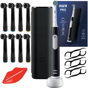 Szczoteczka Oral-B Pro 1 Czarna + etui black + 8x końcówki black - Końcówki do szczoteczek elektrycznych - miniaturka - grafika 1