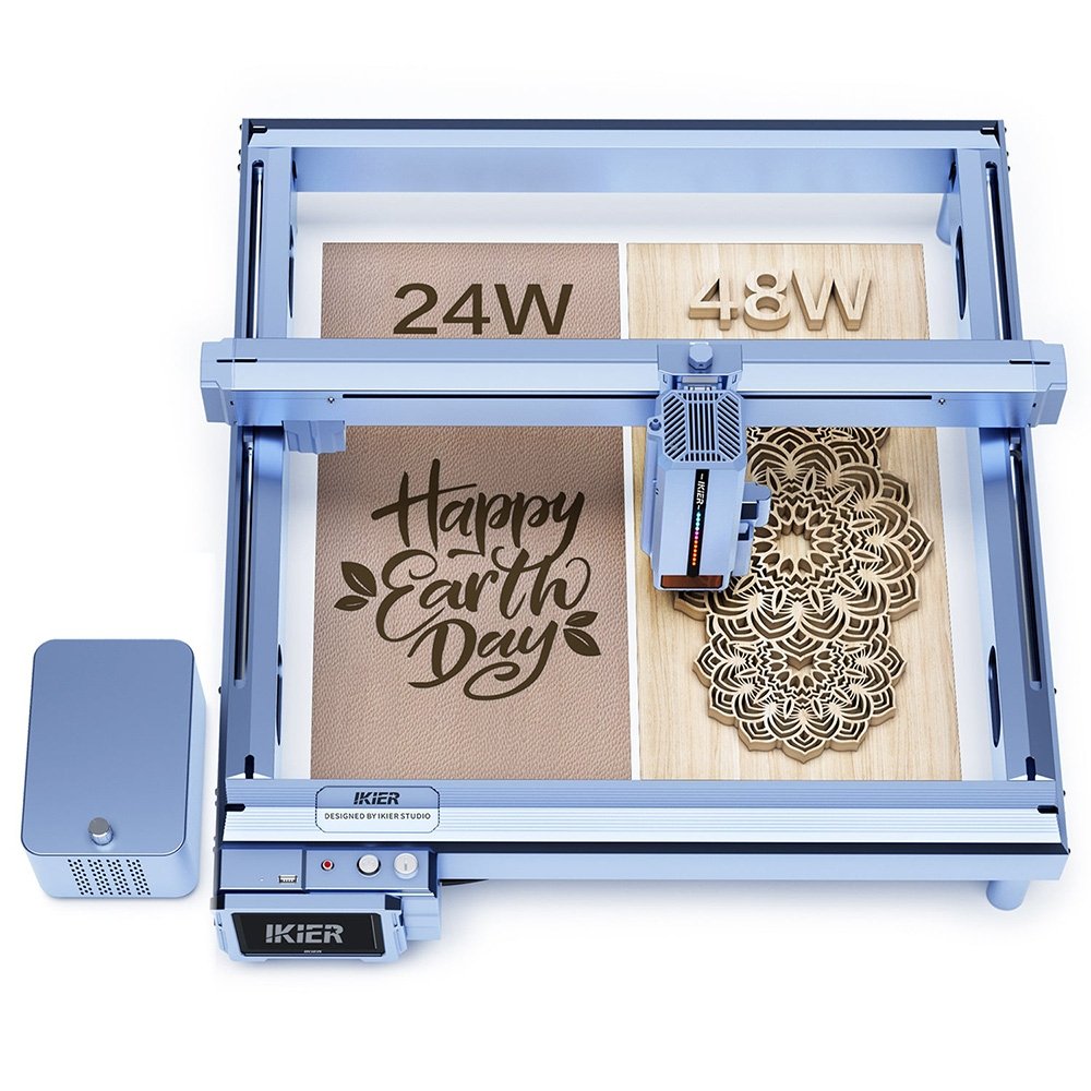 IKIER K1 Pro Max 48W Diode Laser Engraver 410mm×410mm Working Area 0 01mm Precision 900mm/s Fast Speed Dual Gear Laser Sm