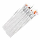 Akcesoria do paznokci - Allepaznokcie Pędzelki do żelu akrylu zdobień 15 elementów biały - miniaturka - grafika 1