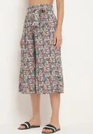 Spodnie damskie - Czarno-Różowe Szerokie Plisowane Spodnie z Bawełną i Gumką w Talii Wiązane Paskiem Closofia - miniaturka - grafika 1