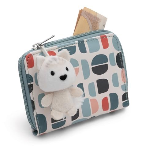 Portfel z breloczkiem Polarfuchs Vanja 12x10x2 cm niebieski - Portmonetka z zamkiem na monety, portfelik z suwakiem dla dzieci, doskonały prezent