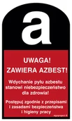 Systemy ekspozycyjne i znaki informacyjne - LC003 UWAGA! ZAWIERA AZBEST - ARKUSZ 6 NAKLEJEK, FN - FOLIA SAMOPRZYLEPNA; (60X100MM) - miniaturka - grafika 1