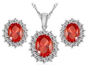 KOMPLET BIŻUTERII RUBINOWE MARKIZA CZERWONE CYRKONIE - Zestawy biżuterii dla kobiet - miniaturka - grafika 1