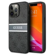 Etui i futerały do telefonów - Guess 4G Printed Stripe - Etui iPhone 13 Pro szary GUHCP13L4GDGR - miniaturka - grafika 1