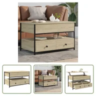 Ławy i stoliki kawowe - The Living Store stolik kawowy Sonoma dąb 85x50x50 cm materiał drewnopochodny i metal - miniaturka - grafika 1