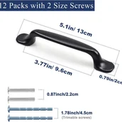 Zawiasy, okucia i inne akcesoria - 12 szt. czarnych uchwytów kuchennych, uchwytów meblowych, uchwytów do szafek, uchwytów do szuflad z 2 śrubami (rozmiary mogą się różnić) - miniaturka - grafika 1